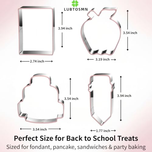 4 Piece Back to School Cookie Cutters Set