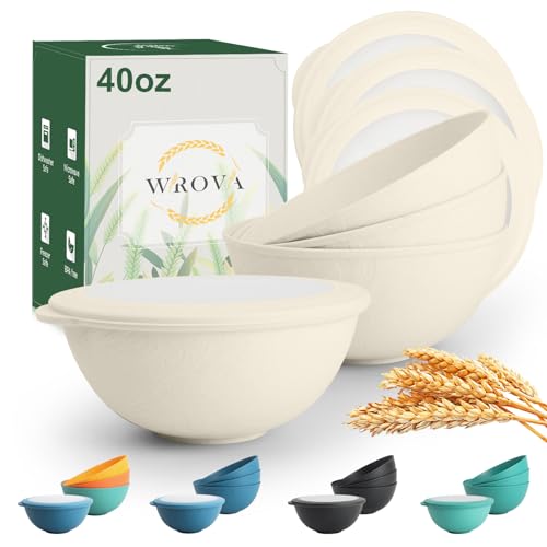 Wheat Straw Bowls with Lids Set of 4