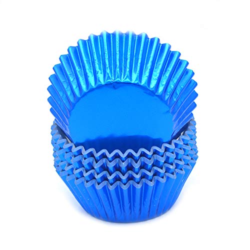 Standard Blue Foil Cupcake Liners Muffin Baking Cups for Party and More (100 Count)