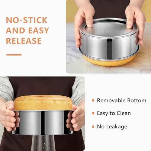 4/7/9-Inch Cake Pan Set, Removable Bottom, 304 Stainless Steel