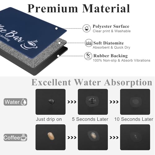Coffee Mat 2 Pack 12x19 Inch Absorbent Non (2 Count)