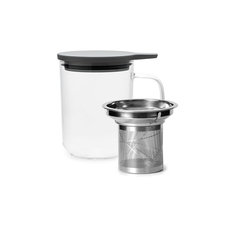 Glass Tea Cup with Infuser and Lid & Stainless Steel 400ml