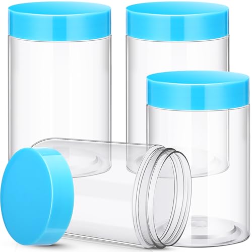 4 Pcs Plastic Jars Wide Mouth with Lids (4 Count)
