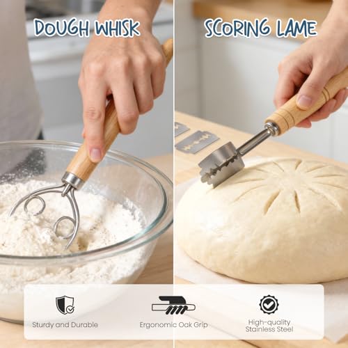 Sourdough Starter Kit with Banneton Bread Proofing Baskets (2 Count)