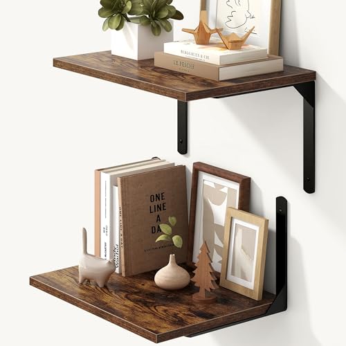 Rustic Brown 12 Inch Deep Floating Shelves Set of 2 (2 Count)