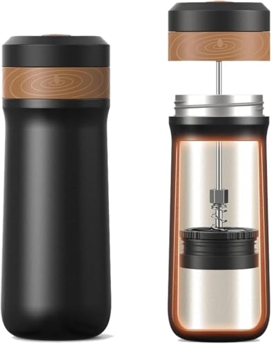 Portable French Press Stainless Steel Coffee Maker Travel French Press Insulated Bottle Cup