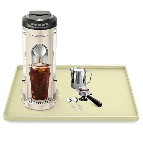 Silicone Coffee Maker Mat with Lip for Countertops 15.7''x11.8'' Sage Green