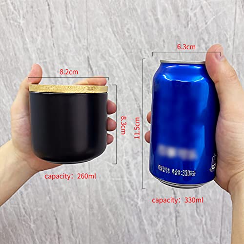 Ceramic Food Storage Jar Canister Modern Design Food Canisters with Airtight Seal Bamboo Lid