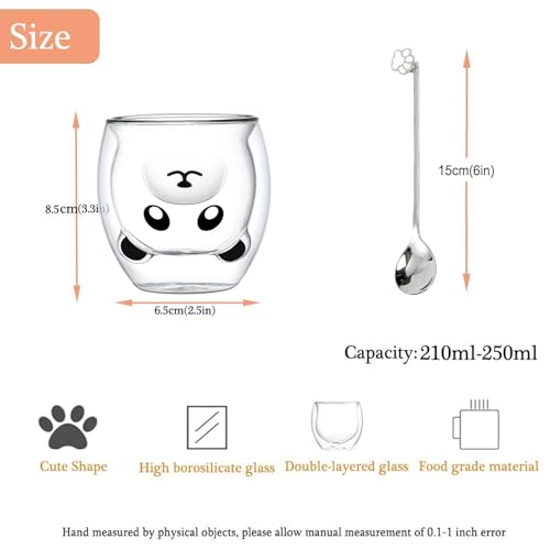 Panda Mug Cute Mugs Glass Double Wall Insulated Glass Espresso Cup
