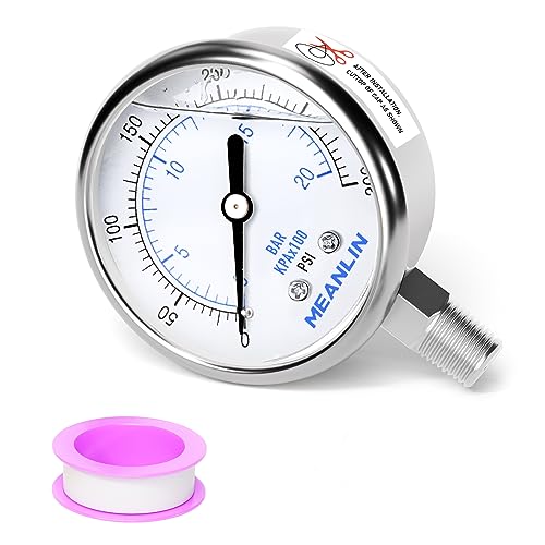 0~300Psi Liquid Filled Pressure Gauge Stainless Steel with 316 Stainless Steel Joint 1
