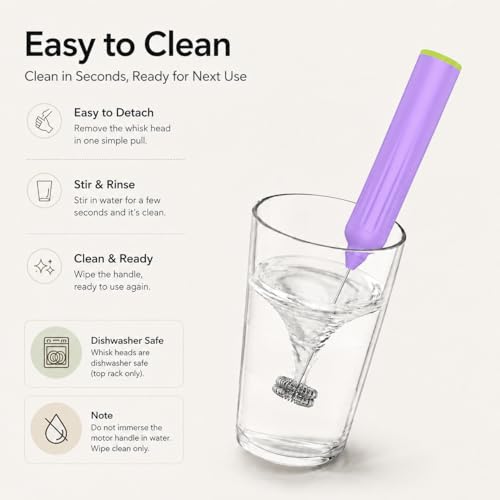 Milk Frother Handheld with 3 Stainless Steel Whisks