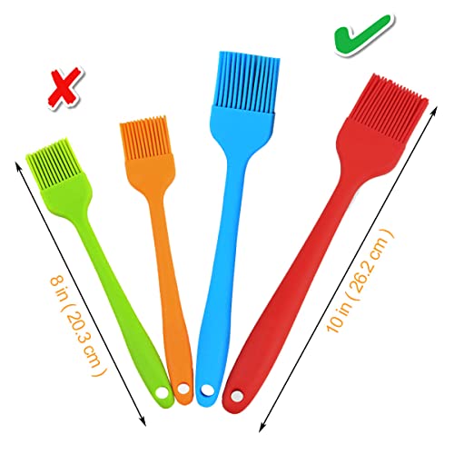 10" Silicone Pastry Basting BIG SIZE Brushes Heat Resistant BPA Free for BBQ Grill Barbecue & Kitchen Baking Cooking Marinating Oil Brushes Soft Bristles Long Handle (3 count)