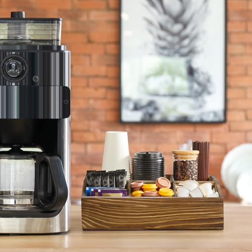Burnt Wood Coffee Station Organizer for Countertop