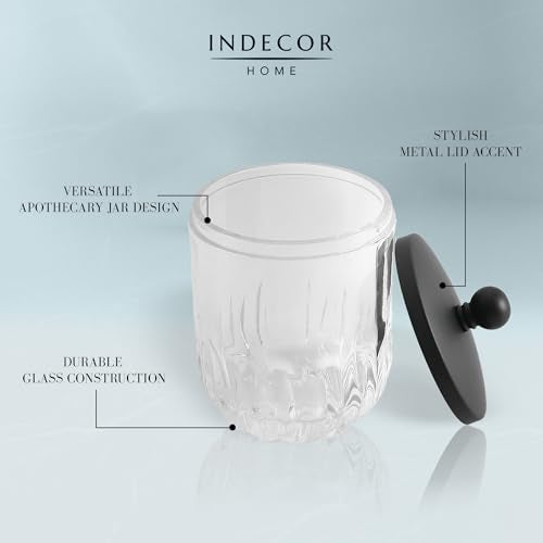 Glass Jar with Metal Lid for Bathroom Organization