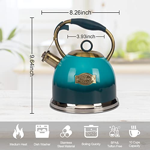 Tea Kettle 3.0 Quart Tea Kettles Stovetop Whistling Teapot Stainless Steel Tea Pots for Stove Top Whistle Tea Pot