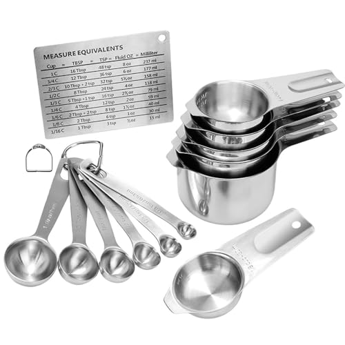 Measuring Cups and Spoons Set Heavy Duty 304 Metal Stainless Steel Measuring Cup Spoon Kitchen Gadgets for Cooking Baking