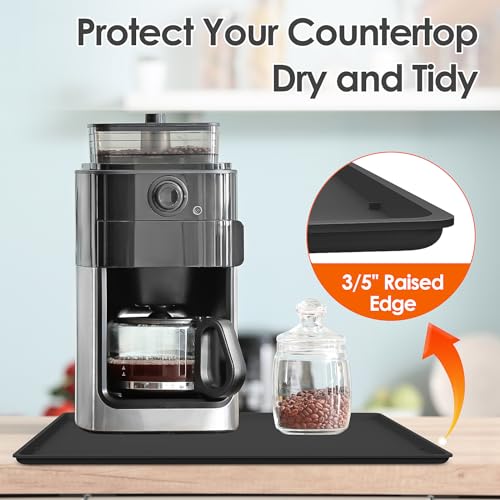 Silicone Coffee Maker Mat with Lip for Countertops
