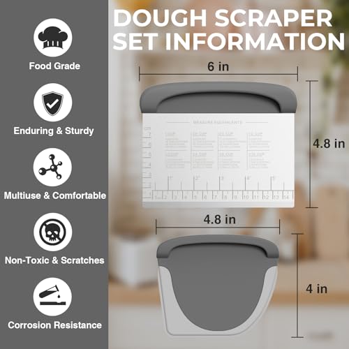 Bench Scraper Dough Scraper Bowl Pastry Scraper for Bread Cake Pizza (2 Count)