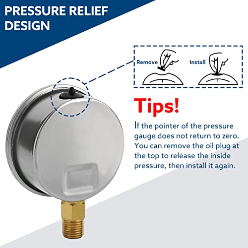 0 160 Psi Liquid Filled Air Pressure Gauge
