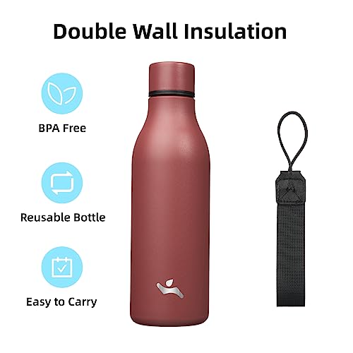 18 oz Insulated Stainless Steel Metal Water Bottle with Strap