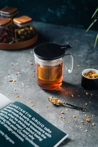 Glass Tea Cup with Infuser and Lid & Stainless Steel 400ml