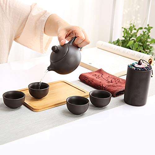 Portable Travel Kungfu Teapot Handmade Tea Set Purple Clay Teapot Ceramic Teapot Teacups