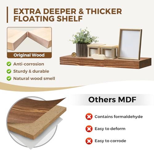 Solid Wood Floating Shelves (2 Count)