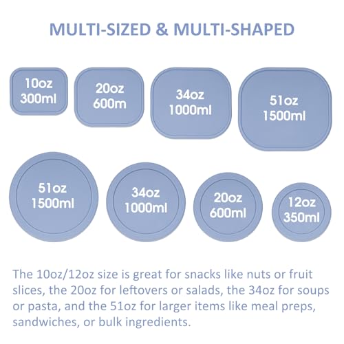 100% Silicone Food Storage Containers with Lids (8 Count)
