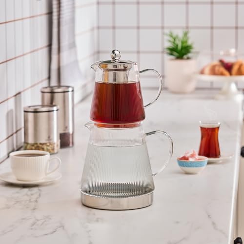 Keops XL Borosilicate Glass Teapot with Infuser and Lid for Stovetop (2 Count)