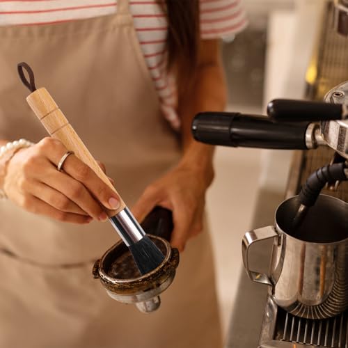 2 Pieces Beige Coffee Grinder Cleaning Brush with Black Bristle