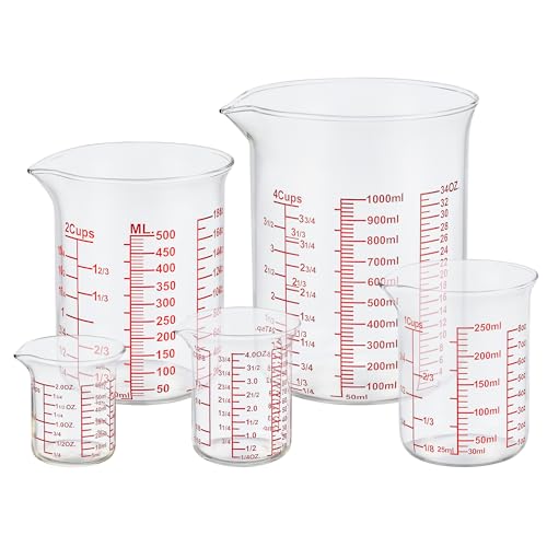Ackers High Borosilicate Glass Measuring Cup Set with Pour Spout (32 Ounce)