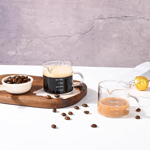 Espresso Double Spout Glass Coffee Cups with Handle