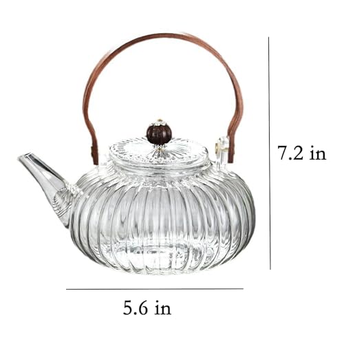 Glass Teapot with Infuser Clear Glass Tea Kettle 30 oz Tea Pot for Stove Top