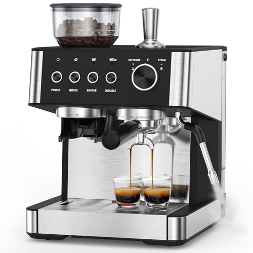 20 Bar Espresso Machine with Grinder & Milk Frother