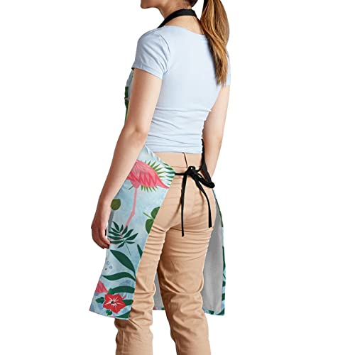 Pink Flamingo Waterproof Work Aprons With 2 Pockets Gift For Mens Womens