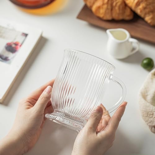 Ribbed Glass Coffee Mugs Set of 4 (4 Count)