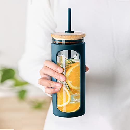 20oz Glass Tumbler with Straw and Lid