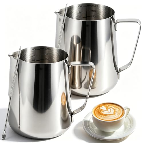 2 Pack Milk Frothing Pitcher 900ml 32oz Large Capacity Steaming Pitchers (2 Count)
