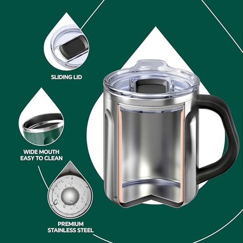 16 oz Insulated Coffee Mug with Lid and Handle