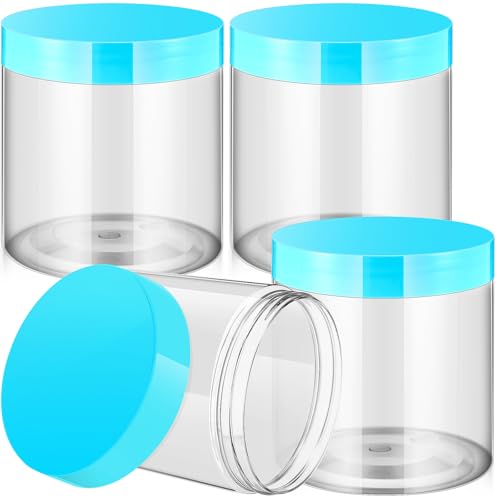 4 Pcs Plastic Jars Wide Mouth with Lids (4 Count)