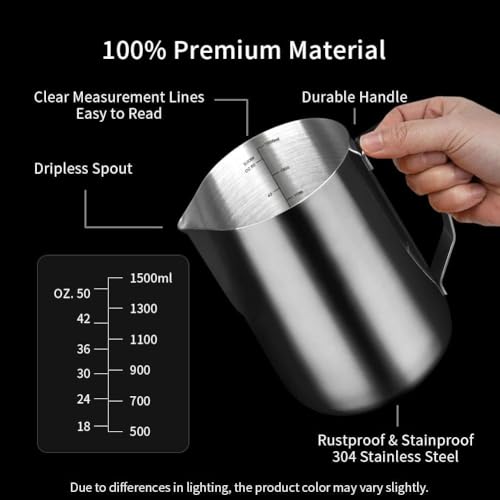 50oz Milk Frothing Pitcher Stainless Steel Espresso Steaming Jug
