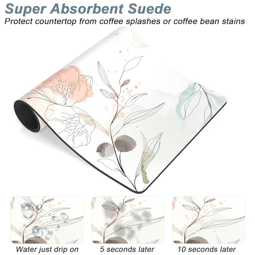 Coffee Mat 12" x 19" Cute Coffee Bar Mats for Espresso Machine Station Accessories and Organizer