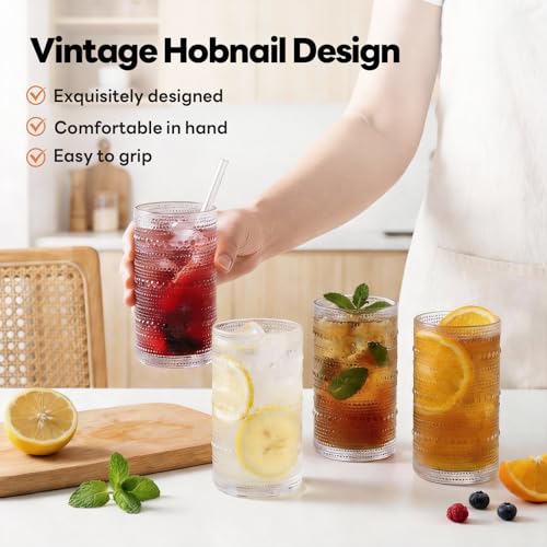 Large Hobnail Drinking Glasses Set of 6 (6 Count)