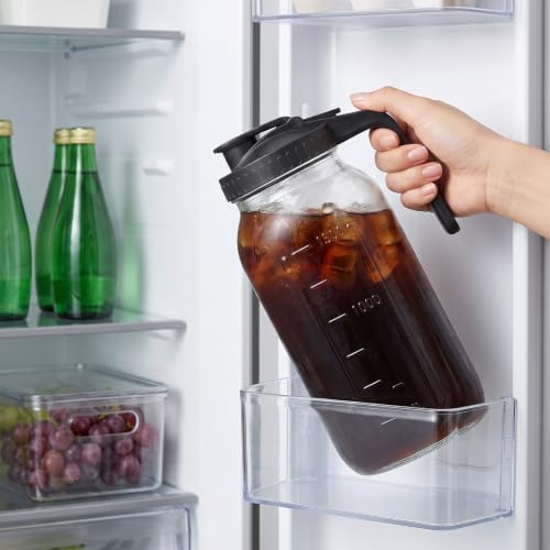64oz(2 quart) Mason Jar Pitcher, Glass Pitcher with Lid for Cold Brew