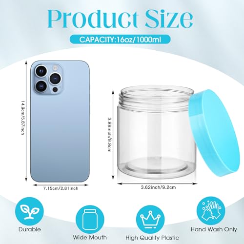 4 Pcs Plastic Jars Wide Mouth with Lids (4 Count)