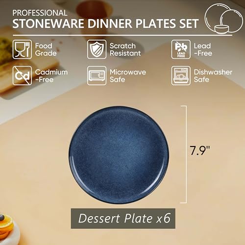 6 Piece Stoneware Small Dinner Plates Set