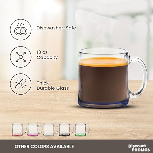 Clear Glass Coffee Mugs 13 oz. Set of 10 (10 Count)