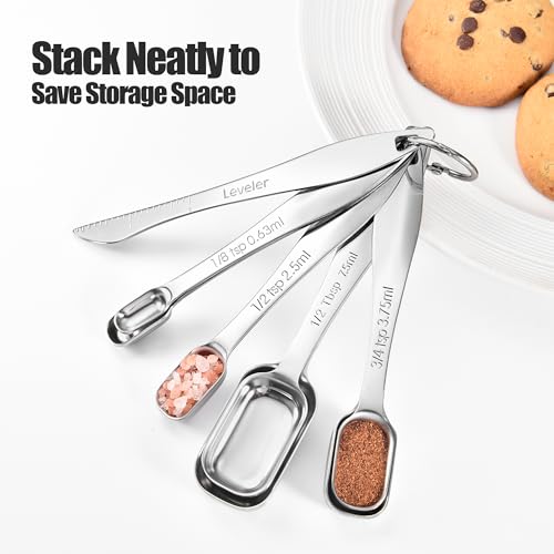 18 8 Stainless Steel Measuring Spoons with Long Handle (6 Count)