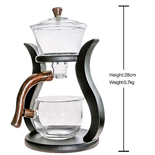 Glass Teapot Set Semi Automatic Drip Rotating with Infuser Lazy Kungfu Tea pot Set