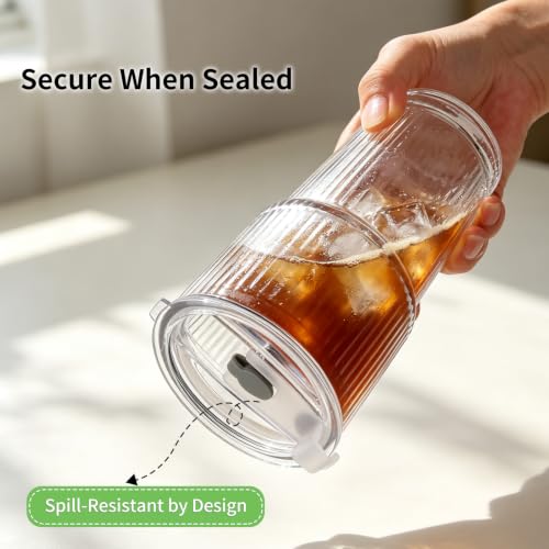 20oz Iced Coffee Cups with Lids and Straws (4 Count)
